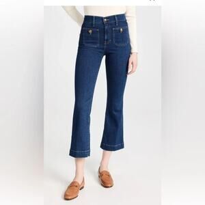 Veronica Beard Carson High Rise Ankle Flare Jeans Pockets Sz 27 Oxford Blue 1A60